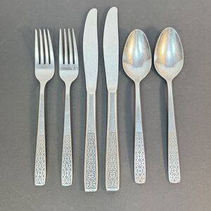 6 Pcs International Stainless SERENATA Flatware Forks Spoons Knives 2 Each MCM